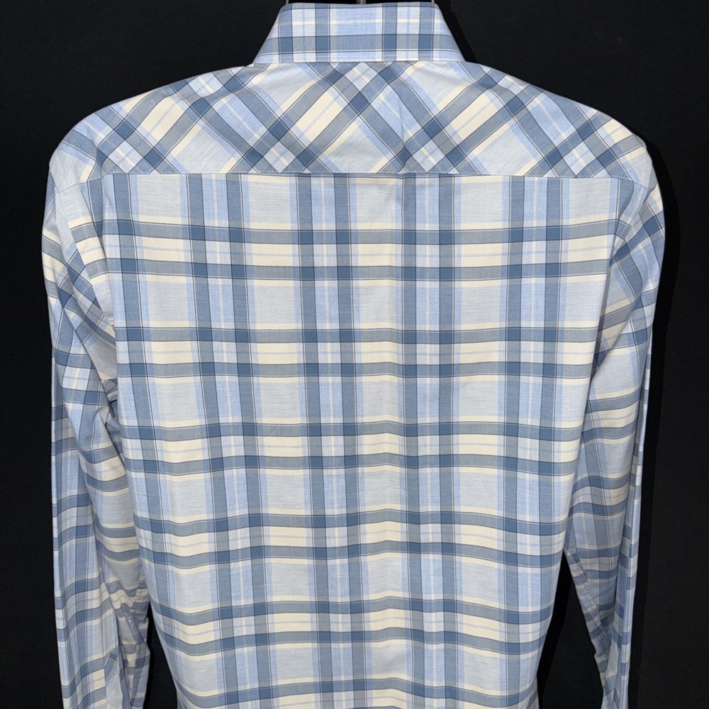 LOT OF 2 Jarad Lang After Hours Mens Shirt Slim Fit Blue Check Plaid LS Large - Picture 5 of 16